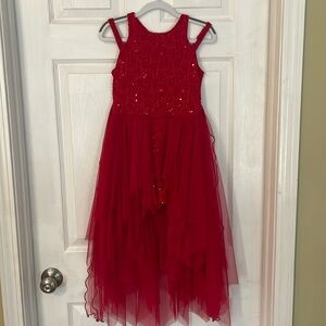 Girls red formal dress. Size 10.